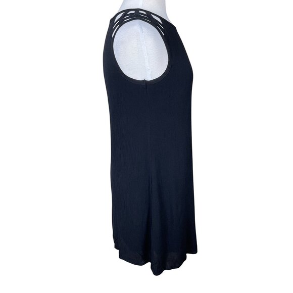 Speechless Sleeveless Lined Exposed Back Zip Black Strappy Shoulders Dress M NWT - Picture 3 of 8